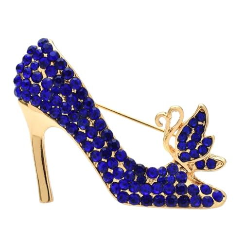 Brosche für Damen, lässiger Mode-Charm, Strass, glänzende High-Heel-Schuhe, Schmetterlings-Brosche, Anstecknadeln für Damen, Büro, Party-Accessoires, Schmuck, Blau, wie abgebildet von Entwicklt