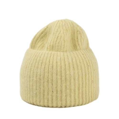 Herren-Damen-Beanie-Mütze – Herbst Und Winter, Flauschig, Modisch, Solide Angora-Strickmütze, Glänzend, Warm, Weich, Verdickt, Paar-Mütze, Damen-Mütze, Grobe Zopfstrickmütze, Wie Ab von Entwicklt