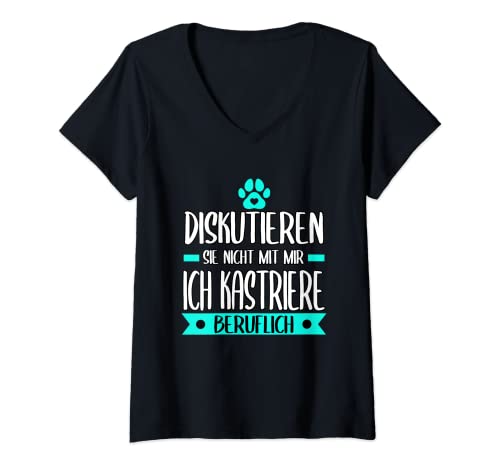 Damen Tierarzt Tierarzthelferin Tierarztpraxis Tiere T-Shirt mit V-Ausschnitt von Entwurmt Tierarztpraxis Zoo Tierisch Arzt
