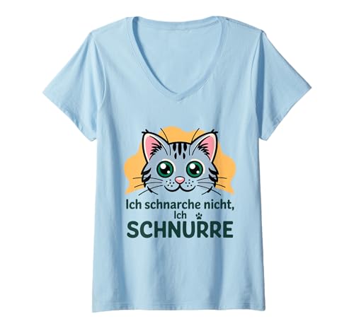 Damen Ich Schnarche Nicht Ich Schnurre Cat Humor T-Shirt mit V-Ausschnitt Damen Ich Schnarche Nicht Ich Schnurre Cat Humor T-Shirt mit V-Ausschnitt von Entzückende Katzenliebhaber schnarchen