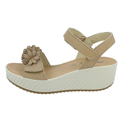 Enval Soft Damen D.Clara ENVAL Durchgängies Plateau Sandalen mit Keilabsatz, Beige, 38 EU von Enval Soft