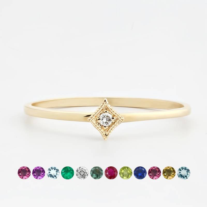 Geburtsstein Stern Ring, Solitär Stapelbarer Ring Amethyst Granat Aquamarin Diamant Smaragd Peridot Rubin Citrin Topas von EnveroJewelry