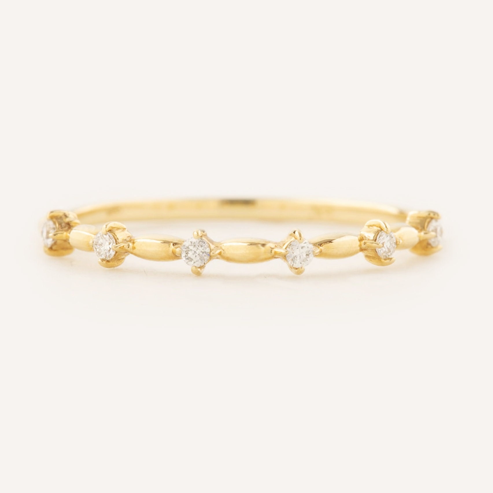 Multi Diamant Ehering, 14K Gelbgold, Roségold, Weißgold, Dünner 1mm Band, Einzigartiger Zierlicher Diamantring, Funkelnder von EnveroJewelry