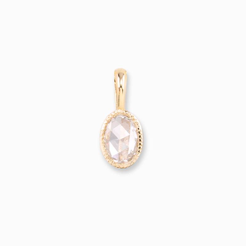 Schlichte Diamant Bezel Charm Mit Milgrain Rand, Rose Cut Set Charm, Oval Anhänger Halskette, Rosecut 14K Gold Schlichte Diamant Bezel Charm Mit Milgrain Rand, Rose Cut Set Charm, Oval Anhänger Halskette, Rosecut 14K Gold von EnveroJewelry