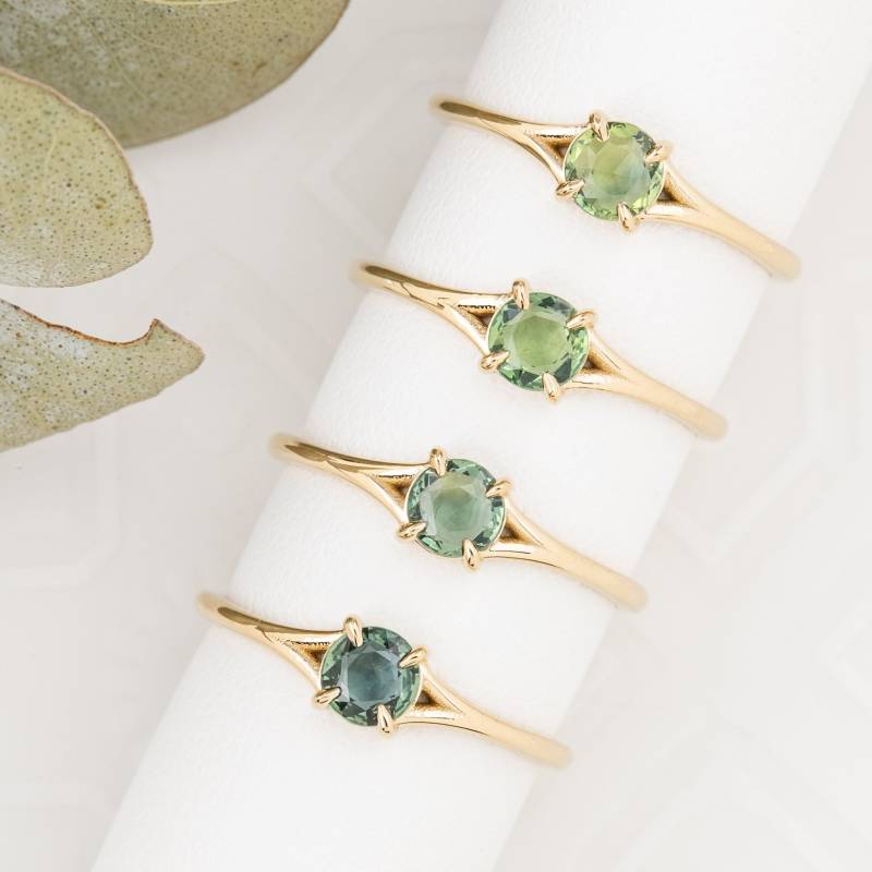 Solitär Saphir Verlobungsring, Low-Profile Ring, Einfache Runde Zierliche von EnveroJewelry