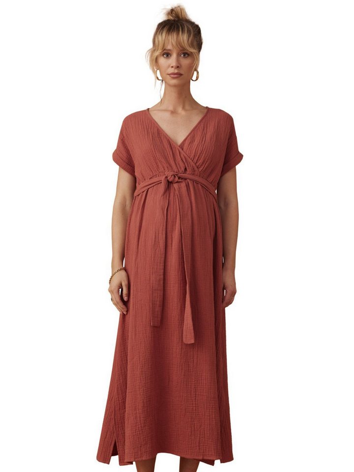 Envie de Fraise Umstandskleid Musselinkleid für Schwangerschaft & Stillzeit Wickeloptik, Bio-Baumwolle von Envie de Fraise