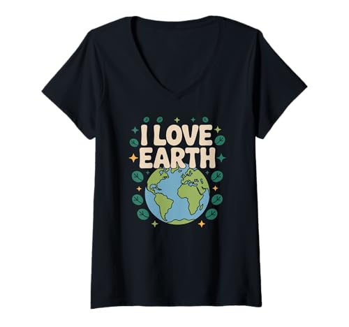 Damen Ich Liebe den Naturschutz T-Shirt mit V-Ausschnitt Damen Ich Liebe den Naturschutz T-Shirt mit V-Ausschnitt von Environmental Awareness Earth Lovers