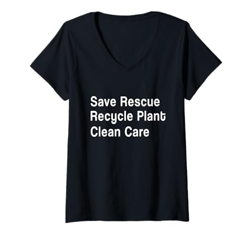 Damen Umwelt - Save Rescue Recyclinganlage saubere Pflege T-Shirt mit V-Ausschnitt von Environmental Sustainability Earth Day