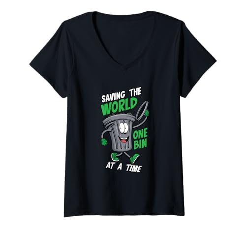 Damen Die Welt auf einmal im Müll retten — Der Planet verändert Sich T-Shirt mit V-Ausschnitt Damen Die Welt auf einmal im Müll retten — Der Planet verändert Sich T-Shirt mit V-Ausschnitt von Environmentalists Climate Activists Nature Lovers