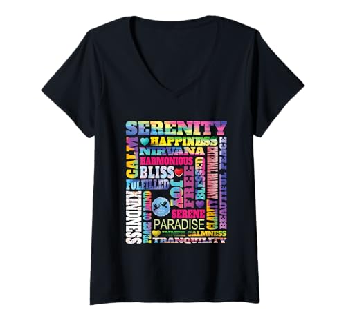 Damen Gelassenheit Ruhe Frieden Freude Gesegnete Glückseligkeit Heilende Güte T-Shirt mit V-Ausschnitt Damen Gelassenheit Ruhe Frieden Freude Gesegnete Glückseligkeit Heilende Güte T-Shirt mit V-Ausschnitt von Envision Styles Peace Harmony Love Gifts