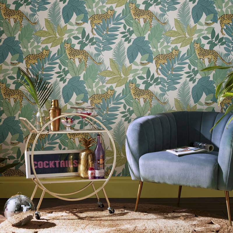 Envy Vliestapete "Cheetin Night and Day" gemustert glatt gemustert, FSC zertifiziert, mit lebhaftem Druck, 10 Meter Länge von Envy