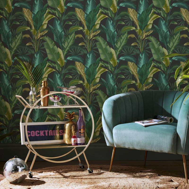 Envy Vliestapete "Leaf It Out Midnight, Sunrise and Twilight" gemustert glatt gemustert, FSC zertifiziert, mit lebhaftem Druck, 10 Meter Länge von Envy