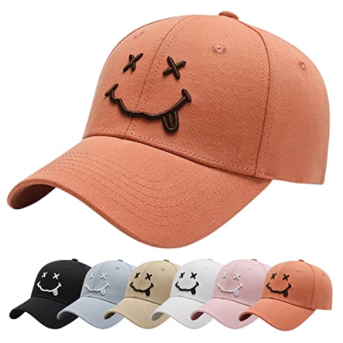 Enwokran Baseball Cap, Baseball-Mütze Gestickte Lächeln Verstellbar Basecap für Herren Damen, Unisex Baseballkappen Sonnenhut Sport Reisen Draußen Sonnenschutz Hüte (Z_Orange) von Enwokran