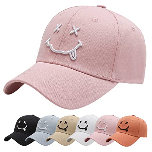 Enwokran Baseball Cap, Baseball-Mütze Gestickte Lächeln Verstellbar Basecap für Herren Damen, Unisex Baseballkappen Sonnenhut Sport Reisen Draußen Sonnenschutz Hüte (Z_Rosa) von Enwokran