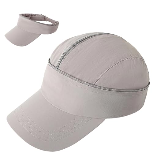 Enwokran Baseballkappe Abnehmbare Schnell Trocknende Unisex-Mütze mit Doppeltem Verwendungszweck Verstellbare Atmungsaktive Sonnenblende Baseballkappe mit Leerem Oberteil (Hellgrau) von Enwokran