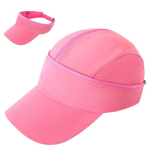 Enwokran Baseballkappe Abnehmbare Schnell Trocknende Unisex-Mütze mit Doppeltem Verwendungszweck Verstellbare Atmungsaktive Sonnenblende Baseballkappe mit Leerem Oberteil (Rosenrot) von Enwokran