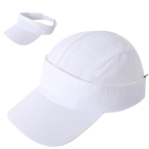 Enwokran Baseballkappe Abnehmbare Schnell Trocknende Unisex-Mütze mit Doppeltem Verwendungszweck Verstellbare Atmungsaktive Sonnenblende Baseballkappe mit Leerem Oberteil (Weiß) von Enwokran