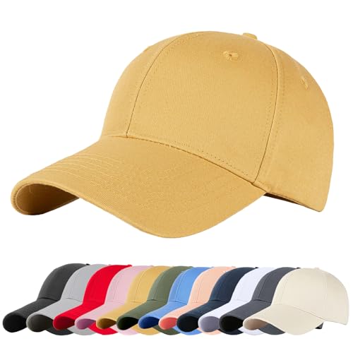 Enwokran Baseballkappe Herren Basecap Damen, Unisex Klassische Sonnenschutz Baumwolle Verstellbar Sport Mütze Atmungsaktiv für Sport Wandern Ausflug (Ingwergelb) von Enwokran