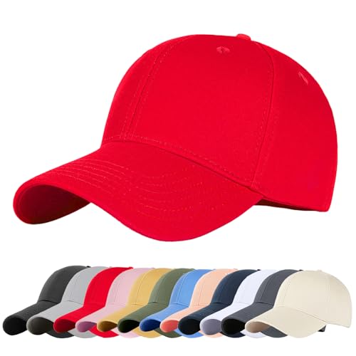 Enwokran Baseballkappe Herren Basecap Damen, Unisex Klassische Sonnenschutz Baumwolle Verstellbar Sport Mütze Atmungsaktiv für Sport Wandern Ausflug (Rot) von Enwokran