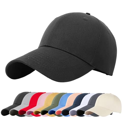 Enwokran Baseballkappe Herren Basecap Damen, Unisex Klassische Sonnenschutz Baumwolle Verstellbar Sport Mütze Atmungsaktiv für Sport Wandern Ausflug (Schwarz) von Enwokran