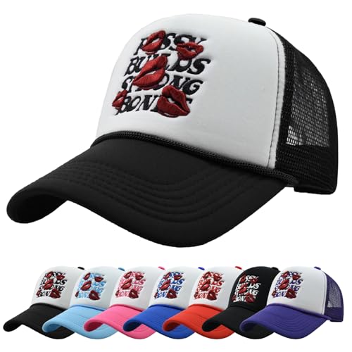 Enwokran Baseballkappe Quirky Bizarre Stickerei Hüte Unisex Hip Hop Trucker Caps Schaumstoff Front Mesh Zurück Verstellbare Snapback Sonnenschutz Hüte Baseball Cap (Schwarz Weiß) von Enwokran