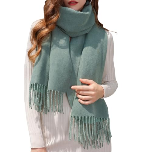 Enwokran Damen Winter Oversized Kaschmir Wendbar Lange Winterschal Weich Wraps Groß Karo Fransen Warm für Herbst Winter Hochzeiten Abendkleider (Grün) von Enwokran