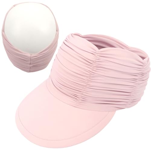Enwokran Visor Cap Damen Sonnenhut Breite Krempe UV Protection Strand Sportmütze Strandhut Material mit Eisgefühl Faltenförmige elastische Hohlkappe Faltbar Sunblocking Hüte (Hellrosa) von Enwokran