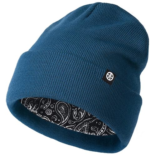 Enwokran Wintermütze Feinstrick Warme Beanie Mütze,Atmungsaktiv Unisex Weich Hohe Flexibilität Strickmütze für Herbst Winter für Den Täglichen Gebrauch, für Radfahren,Camping,Skifahren (Dunkelblau2) von Enwokran