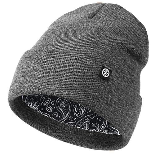 Enwokran Wintermütze Feinstrick Warme Beanie Mütze,Atmungsaktiv Unisex Weich Hohe Flexibilität Strickmütze für Herbst Winter für Den Täglichen Gebrauch, für Radfahren,Camping,Skifahren (Dunkelgrau2) von Enwokran