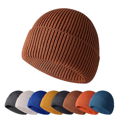 Enwokran Wintermütze Mütze Herren Damen Strickmütze Roll up Edge Cuffed Beanie Klassisches Design Herrenmütze Modern Weich Elastisch Haube Atmungsaktivem (Braun) von Enwokran