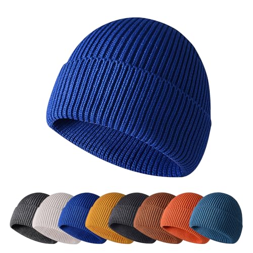 Enwokran Wintermütze Mütze Herren Damen Strickmütze Roll up Edge Cuffed Beanie Klassisches Design Herrenmütze Modern Weich Elastisch Haube Atmungsaktivem (Königsblau) von Enwokran