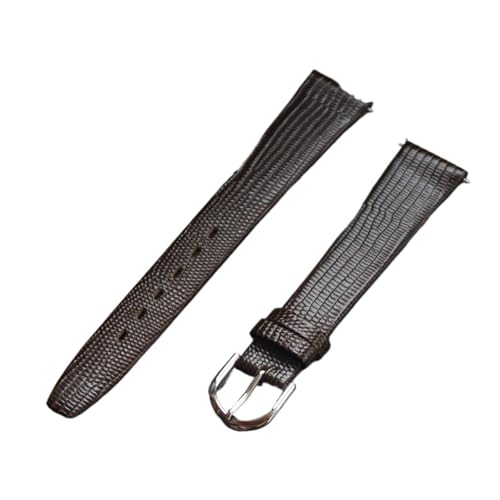 EnxJire Leder Uhrenarmband 12 mm 14 mm 16 mm 17 mm 18 mm 19 mm 20 mm 21 mm Vintage-Uhrenarmband, geprägtes PU-Leder, dünnes und weiches Uhrenarmband((brown) silver buckle,14mm) von EnxJire