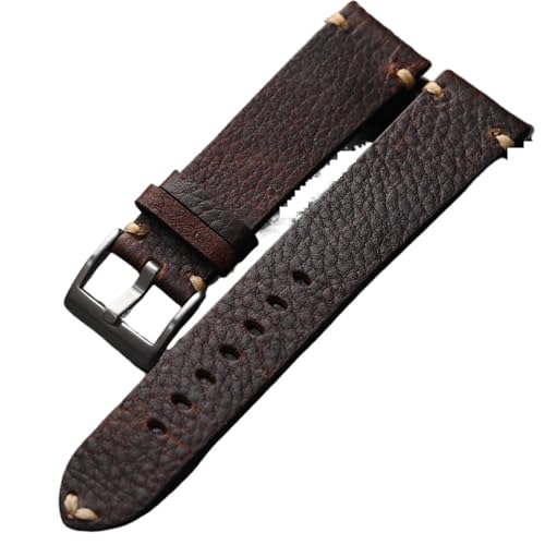 EnxJire Leder Uhrenarmband Leather Watch Strap 18 19 20 21 22MM Men's Vintage Leather Soft Bracelet Quick Release Replacement Bands(Dark black,21mm) von EnxJire