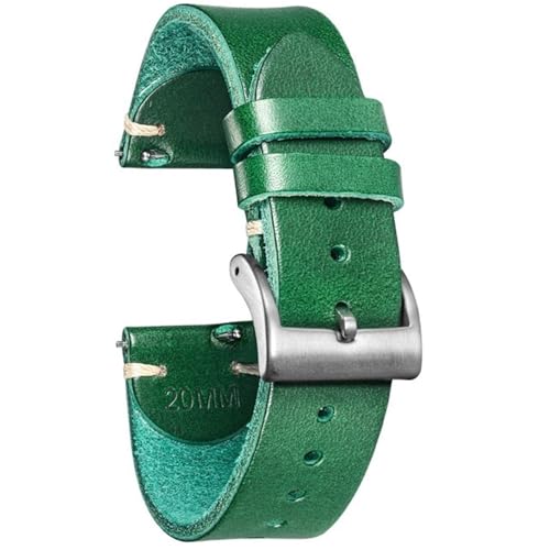 EnxJire Leder Uhrenarmband PU-Leder-Uhrenarmbänder for Herren, Uhrenarmband, Schnellverschluss, Vintage-Ersatzwicklung, 18 mm, 20 mm, 22 mm(Green,20mm) von EnxJire