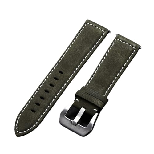 EnxJire Leder Uhrenarmband PU-Lederarmband, Vintage-Stil, matt, for Damen und Herren, 18 mm, 20 mm, 22 mm, 24 mm(Green,18mm) von EnxJire