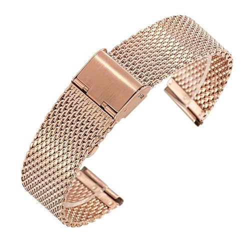 EnxJire Leder Uhrenarmband Präzisionsstahl-Edelstahlarmband, 18 mm, 20 mm, 22 mm², 4 mm, 1,0 mm dickes Drahtgeflechtarmband, verstellbare Länge, Uhrenzubehör(Rose Gold,18mm) von EnxJire