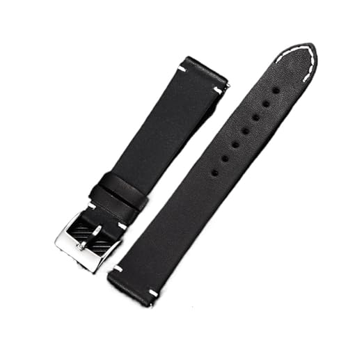 EnxJire Leder Uhrenarmband Schnellverschluss-Uhrenarmband for Männer und Frauen, 16 mm, 18 mm, 20 mm, 22 mm, 24 mm, Uhrenarmband aus PU-Leder, Ersatzgürtel(Black,18mm) von EnxJire