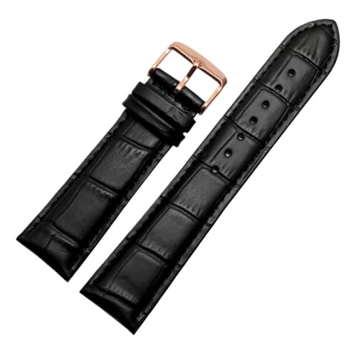 EnxJire Leder Uhrenarmband Uhrenarmband aus PU-Leder for Damen und Herren, 14 18 20 22 mm(Black-rosegold,16mm) von EnxJire
