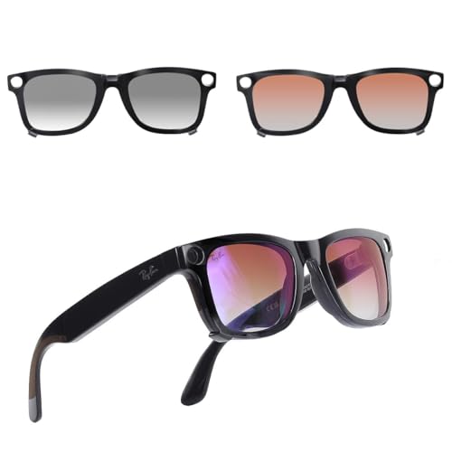 2 Stück polarisierte Clips für Ray-Ban Meta Wayfarer RW4008 Smart-Brille (Größe L 53-22), photochrome Gläser hellgrau bis dunkelgrau für Rayban Meta-Zubehör (Braun+Hellgrau-Dunkelgrau (Photochrome)) von Enzemit