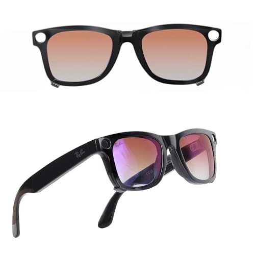 Polarisierte Clips für Ray-Ban Meta Wayfarer RW4008 Smart-Brille (Größe L 53-22), photochrome Gläser hellgrau bis dunkelgrau für Rayban Meta-Zubehör (Braun) von Enzemit