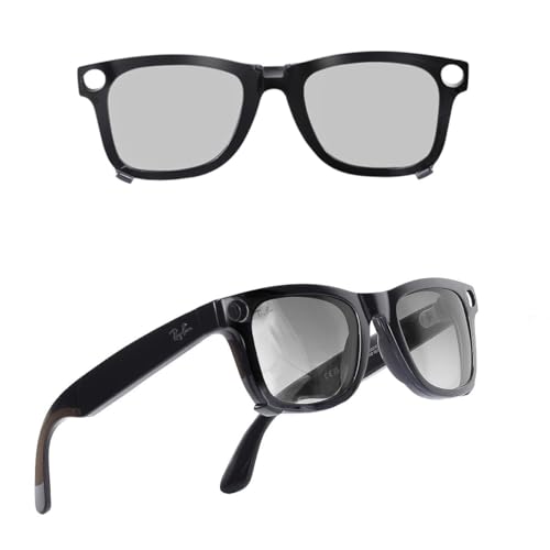 Polarisierte Clips für Ray-Ban Meta Wayfarer RW4008 Smart-Brille (Größe L 53-22), photochrome Gläser hellgrau bis dunkelgrau für Rayban Meta-Zubehör (Hellgrau-Dunkelgrau (Photochrome Gläser)) von Enzemit