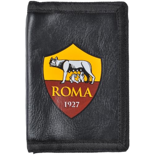 Enzo Castellano PORTAFOGLIO PORTAMONETE A.S. ROMA PRODOTTO UFFICIALE NERO CON STEMMA a STRAPPO 16183 Uni 161836 Reisezubehör-Brieftasche, Schwarz von Enzo Castellano