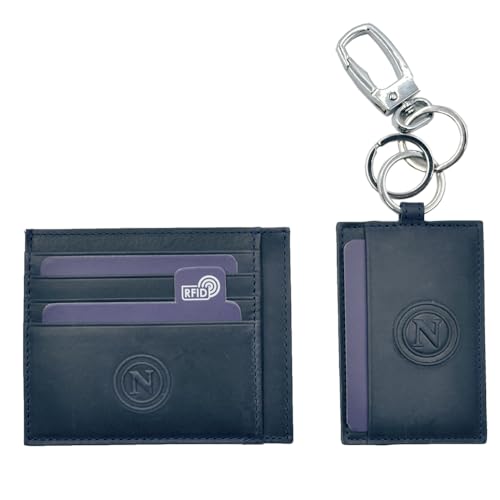 Enzo Castellano SSC NAPOLI Uni Sscn 123446 Set aus Kreditkartenetui und Schlüsselanhänger aus 100% Leder, blau von Enzo Castellano SSC NAPOLI