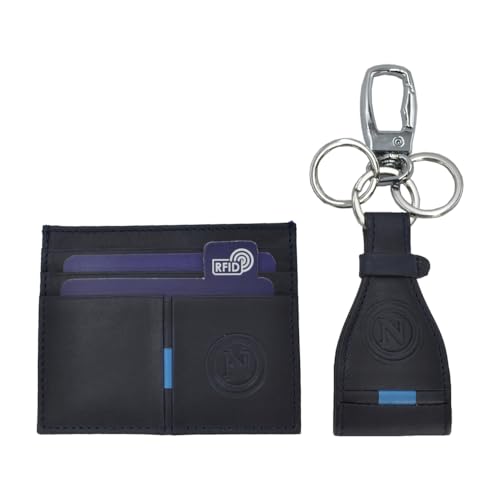 Enzo Castellano SSC NAPOLI Uni Sscn 123448 Set aus Kreditkartenetui und Schlüsselanhänger aus 100% Leder, blau von Enzo Castellano SSC NAPOLI