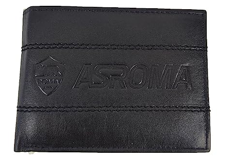 AS Roma Geldbörse 163042 Castellano aus schwarzem Leder mit schwarzem Logo von Enzo Castellano