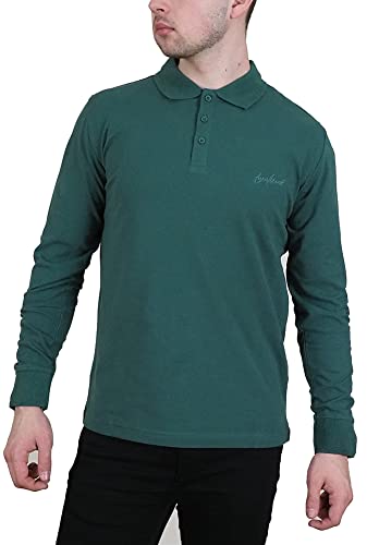 Enzo Moretti Herren-Poloshirt, 100 % Baumwolle, langärmelig, klassische Passform, waldgrün, 3XL von Enzo Moretti