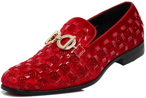 Enzo Romeo UTA Herren Fashion Strass Glitzer Schnalle Slip On Kleid Schuhe, Rot 01, 47 EU Enzo Romeo UTA Herren Fashion Strass Glitzer Schnalle Slip On Kleid Schuhe, Rot 01, 47 EU von Enzo Romeo
