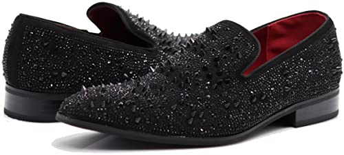 Enzo Romeo WBG Herren Mode Strass Nieten Smoking Slip On Loafer Kleid Schuhe, Schwarz (02), 42 EU von Enzo Romeo