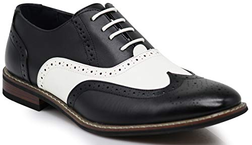 Enzo Romeo Wood8 Herren-Kleiderschuhe mit Flügelspitzen, perforiert, zweifarbig, (schwarz/weiß), 43 EU von Enzo Romeo