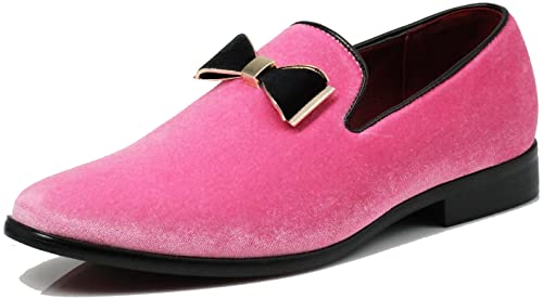 SPK03 Herren Vintage Einfarbig Samt Kleid Loafers Slip On Schuhe Klassische Smoking Kleid Schuhe, Pink (Rosa (07)), 43 EU von Enzo Romeo